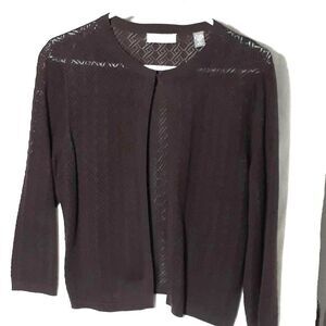 Kate Hill sweater silk cotton cashmere cardigan brown large l